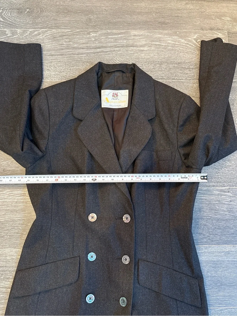 Vintage Aquascutum Made in England Pure Wool Double Breasted Blazer - Picture 8 of 10